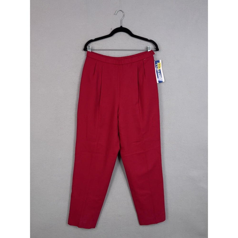 Vintage Pendleton Pants Womens 12 Red Wool Pleated Tapered High Waist Dressy